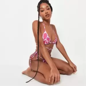 Missguided Animal Print Triangle Wrap Around Bikini Top - Pink