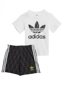 Boys, adidas Originals Short Set, White, Size 3-6 Months