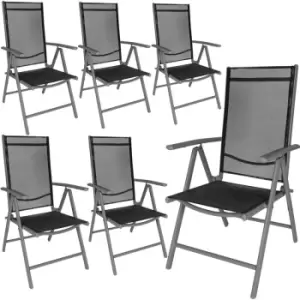 6 aluminium garden chairs - reclining garden chairs, garden recliners, outdoor chairs - black/anthracite - black/anthracite