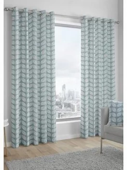 Fusion Delft Lined Eyelet Curtains 46X72