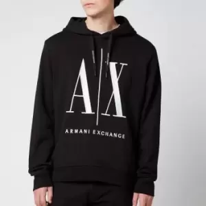 Armani Exchange Mens Large Ax Logo Hoodie - Black - XXL
