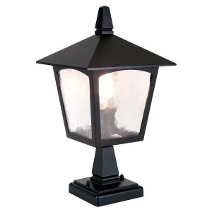 1 Light Outdoor Pedestal Lantern Black IP43, E27