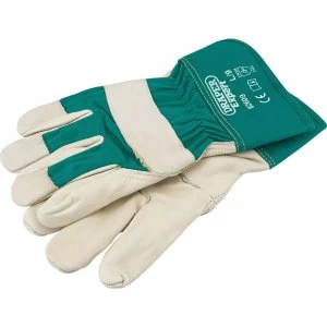 Draper Expert Fleece Lined Leather Garden Gloves Green L
