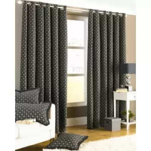 Riva Home Belmont Ringtop Curtains (66x90 (168x229cm)) (Black)