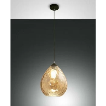 Fabas Luce Lighting - Fabas Luce Gisella Dome Pendant Ceiling Lights Amber Glass, E27