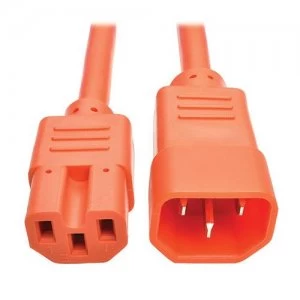 Tripp Lite Heavy-Duty Computer Power Cord 15A 14 AWG (IEC-320-C14 to IEC-320-C15) Orange 0.61 m