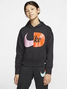 Boys, Nike Sportswear Air Older Girls Overhead Hoodie - Black/White, Size XL, 15-16 Years