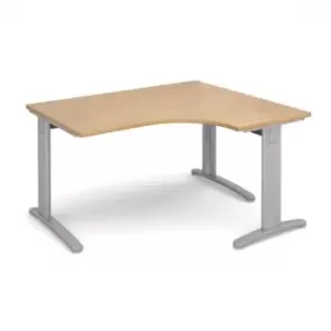 Office Desk Right Hand Corner Desk 1400mm Oak Top With Silver Frame 1200mm Depth TR10 TDER14SO