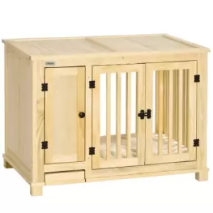 PawHut Dog Crate Furniture with Drawer Bowl Wooden Dog Cage for Small Dogs
