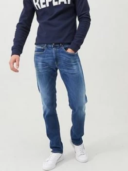 Replay Hyperflex Grover Straight Fit Jeans - Light Blue, Size 36, Inside Leg Long, Men