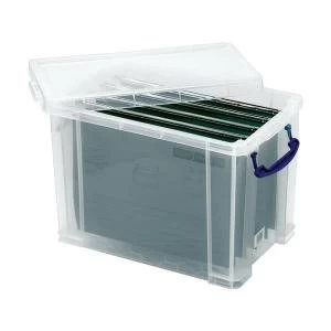 Really Useful Filing Box Plastic with 10 suspension files A4 19 Litre