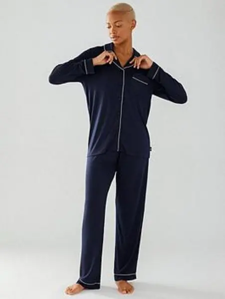 Chelsea Peers Modal Button Up Pyjama Set - Navy