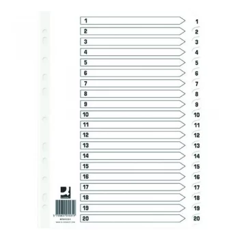 Q Connect Index 1-20 Board Reinforced White Pack of 10 KF01531Q