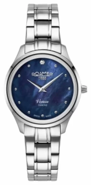 Roamer Venus Blue MOP Diamond Dial Steel Bracelet 601857 41 Watch