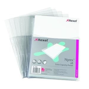Rexel Nyrex Extra Capacity Pocket A4 Clear Pack of 5 13680