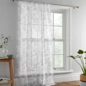 Marinelli Floral Print Slot Top Voile Curtain Panel, Grey, 55 x 72" - Dreams&drapes