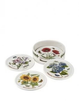 Portmeirion Botanic Garden Coasters With Ceramic Holder ; Set Of 4