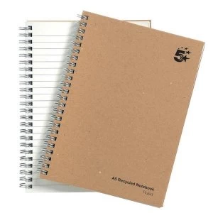 5 Star Notebook Wirebound Hard Cover Recycled 80gsm A5 Manilla Pack 5