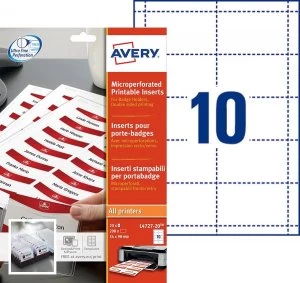 Avery Microperforated Printable Inserts 54x90mm PK200