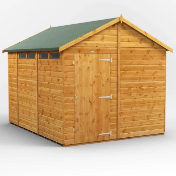 10x8 Power Apex Security Shed - Brown