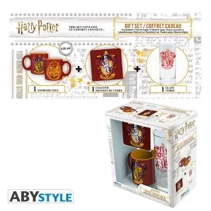 Harry Potter - Glass 29cl + Coaster + Mini Mug Gryffindor Gift Box