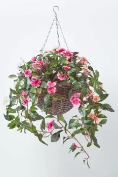 White, Orange and Pink Impatiens Hanging Basket, 85 cm
