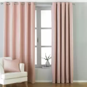 Riva Paoletti Atlantic Woven Twill Lined Eyelet Curtains, Blush Pink, 90 x 54 Inch
