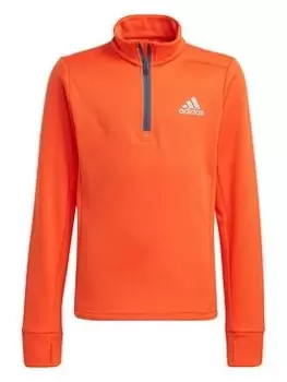 Boys, Adidas Aeroready 1/2 Zip Top, Bright Orange, Size 7-8 Years