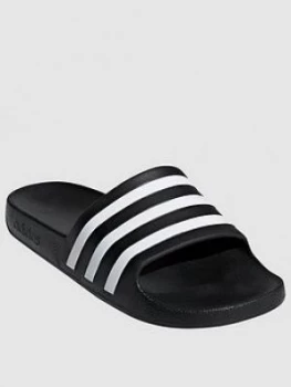 Adidas Adilette Aqua - Black/White, Size 8, Women