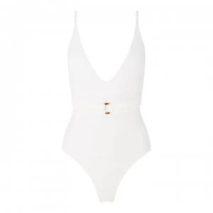 Vero Moda Freedom V Front Swimsuit - 16 SNOW WHITE