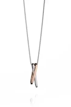 Sterling Silver & Rose Gold Plating Criss Cross Pendant Necklace