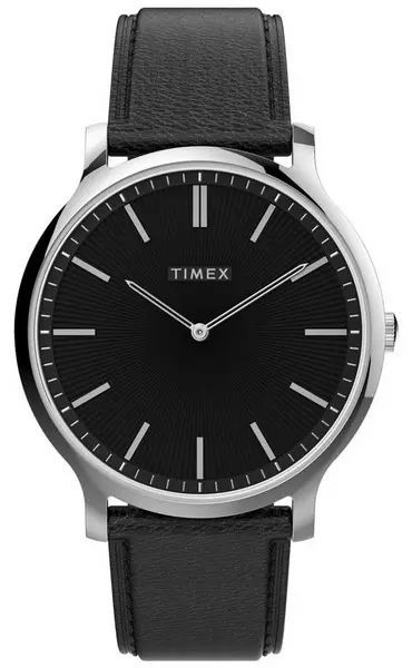 Timex TW2V28300 Mens Gallery Black Dial Black Leather Watch