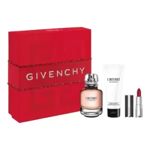 Givenchy L Interdit Gift Set 80ml Eau de Parfum + 75ml Body Lotion + 1.5g Le Rouge Lipstick - 333 L Interdit