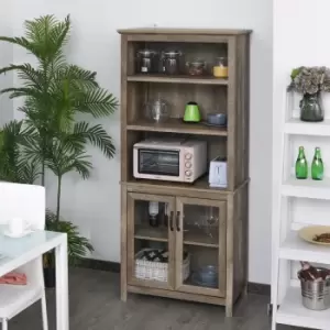 180x76cm Home Storage Unit With 3 Shelves Glass Door Cabinet Bookcase Display