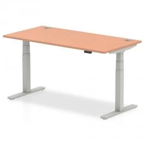Trexus Sit Stand Desk With Cable Ports Silver Legs 1600x800mm Beech