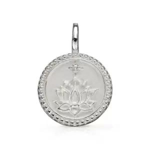 Allegory Symbols Silver Lotus Flower Disc Pendant Charm