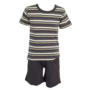 Tom Franks Childrens/Kids Jersey Striped Short Pyjama Set (9- 10 Years) (Charcoal)