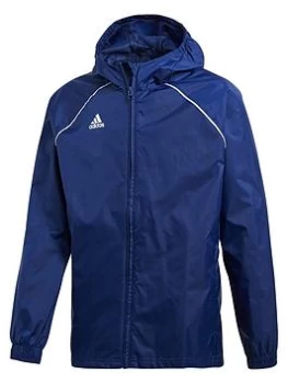 Boys, adidas Junior Unisex Core18 Rain Jacket - Blue Size 7-8 Years