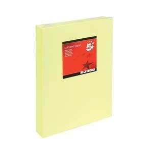 5 Star A3 Coloured Copier Paper Multifunctional Ream wrapped 80gsm Light Yellow Pack of 500 Sheets