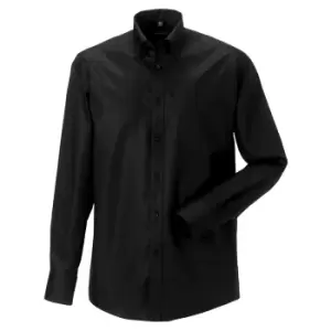 Russell Collection Mens Long Sleeve Ultimate Non-Iron Shirt (18.5inch) (Black)