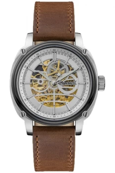 Mens Ingersoll I09902 The Director Automatic Brown Strap Wristwatch Colour - Silver Tone