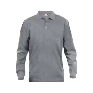 Clique Mens Classic Lincoln Melange Long-Sleeved Polo Shirt (L) (Grey)