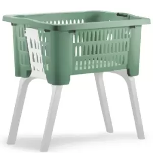 Laundry Basket with Folding Legs Green