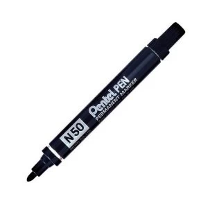 Pentel N50 A 2.2mm Bonded Fibre Bullet Tip Permanent Marker Black Pack of 12 Markers Free Pens February 2019