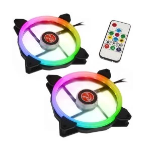 Raijintek IRIS 14 Rainbow RGB LED PWM 140mm Fan with Controller - Twin Pack