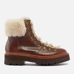 Grenson Nettie Leather and Shearling Hiking-Style Boots - UK 4