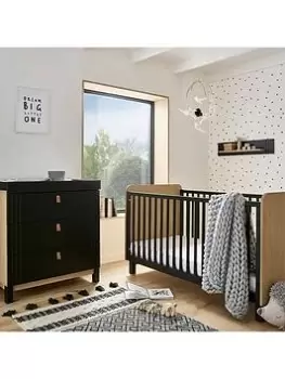CuddleCo Rafi 2 Piece Nursery Furniture Set - Oak and Black, One Colour
