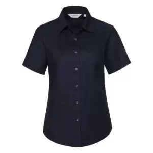 Russell Collection Ladies/Womens Short Sleeve Easy Care Oxford Shirt (S) (Bright Navy)