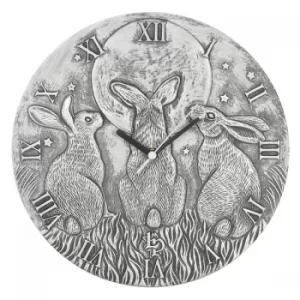 Moon Shadows Silver Terracotta Clock By Lisa Parker