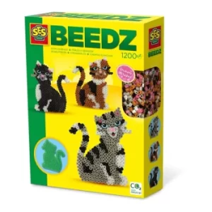 SES CREATIVE Beedz Childrens Iron-on Beads Cat Mosaic Kit, 1200 Iron-on Beads, Unisex, Five Years and Above,...